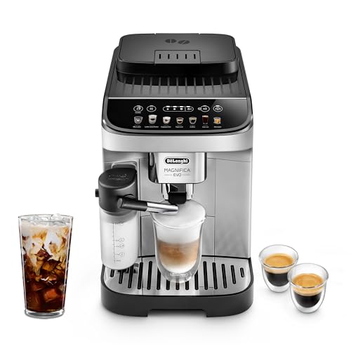 DeLonghi Magnifica Evo Automatic Espresso  Coffee Machine with Automatic Milk Frother for Latte Cappuccino Iced Coffee Builtin Grinder ECAM29084SB