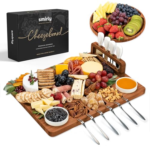 SMIRLY Charcuterie Boards Gift Set Charcuterie Board Set Bamboo Cheese Board Set  House Warming Gifts New Home Wedding Gifts for Couple Bridal Shower Gift