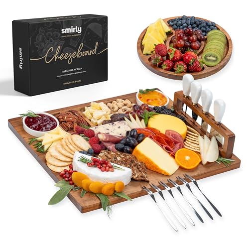 SMIRLY Charcuterie Boards Gift Set Charcuterie Board Set Bamboo Cheese Board Set  House Warming Gifts New Home Wedding Gifts for Couple Bridal Shower Gift