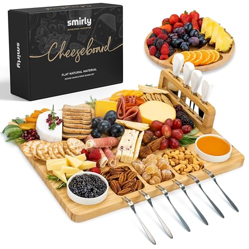 SMIRLY Charcuterie Boards Gift Set Charcuterie Board Set Bamboo Cheese Board Set  House Warming Gifts New Home Wedding Gifts for Couple Bridal Shower Gift