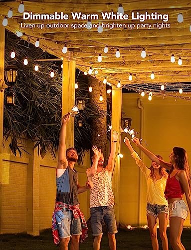 Govee Smart Outdoor String Lights H7021 RGBIC Warm White 96ft 2 Ropes of 48ft LED Bulbs for Christmas Decorations Outdoor WiFi Patio Lights Work with Alexa Google APP Control IP65 Waterproof