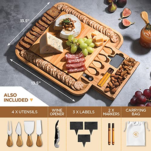 Charcuterie Board  Bamboo Cheese Board and Charcuterie Gift Set with Knife for Entertaining  Bridal Shower Gift Wedding Gifts for Couples 2024 Housewarming Gifts New Home