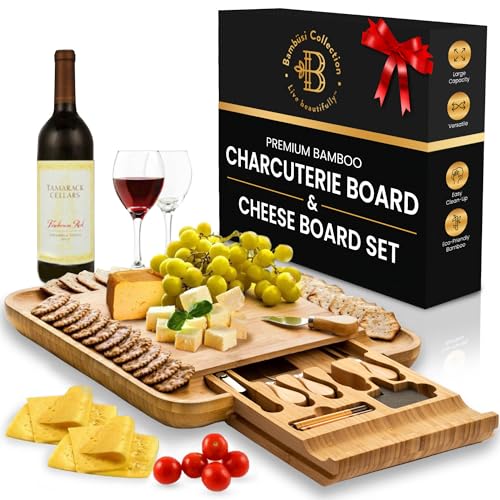 Charcuterie Board  Bamboo Cheese Board and Charcuterie Gift Set with Knife for Entertaining  Bridal Shower Gift Wedding Gifts for Couples 2024 Housewarming Gifts New Home